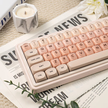 132 Keys Liquid Foundation keycaps HOA Profile PBT+PC Round Pink Cute Keycap Sets for MX Mechanical Keyboard Keycaps Apsilon