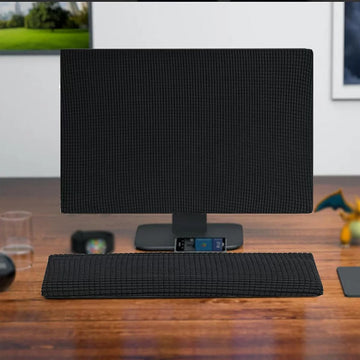 Computer monitor dust cover 2-piece set (1 Monitor cover and 1 keyboard cover) elastic, suitable for 24-30 inch monitors Apsilon