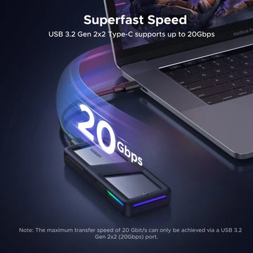 UGREEN 20Gbps M.2 SSD Case NVMe SATA SSD Enclosure Adapter USB 3.2 Gen2 External Enclosure Supports RGB Lighting effect Apsilon