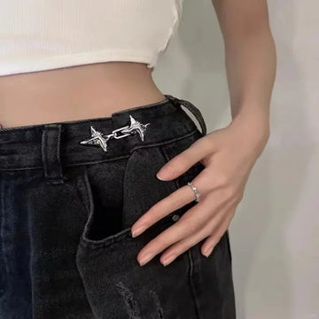 Temperament Four Pointed Star Waist Tightening Tool,Fixed Waist Buckle. Adjustable Waist Buckle, Fashionable Jeans. Apsilon