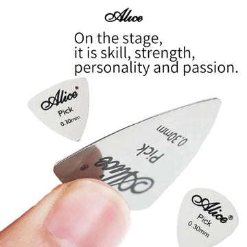 Alice - Metaal Gitaar Plectrums - Duurzaam - Dun 0,3mm - Gitaar - Voor Professionele Muzikanten - Model 0,3mm Apsilon