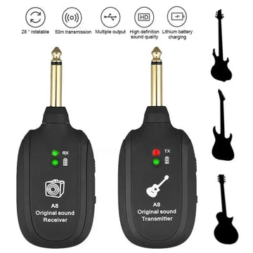 VIKEFON - Draadloos Gitaarsysteem - UHF Technologie - Ingebouwde Batterij - Origineel Geluid - Voor Gitaristen - Model UHF Apsilon