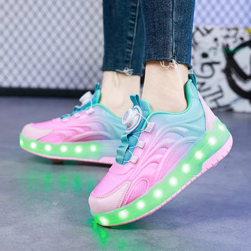 LED Roller Serie - Rollerschaatsen - Lichtgevende Wielen - USB Opladen - Skate - Voor Kinderen - Model Pro Apsilon