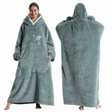 Winter Dikke Sherpa Hoodie Dekbed met Mouwen Oversized Super Zacht Warme Pluche voor Volwassenen Vrouwen en Mannen Model 140cm Apsilon