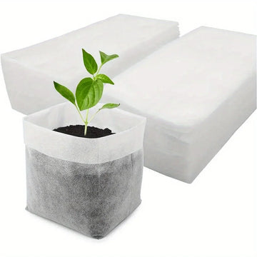 100pcs Biodegradable Seed Nursery Bags, Non-Woven Plants GrowBags, Fabric Seedling Pots Plants Pouch, Home Garden Supply Apsilon