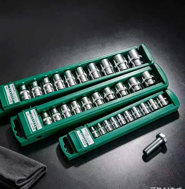 Hex Socket Wrench Head Set 1/4 3/8 1/2 Short Long Socket Deep Nut Driver Sleeve Spanner End Ratchet Tool With Holder Apsilon
