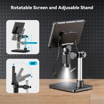 7inch Digital Microscope 1200X Magnification for Coin PCB Circuit Repair 16MP HD Soldering Microscope with Lights, PC View Apsilon