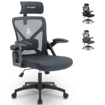 Symino - Kantoorstoel - Verstelbare Hoofdsteun - Ergonomisch - Comfortabel - Voor Kantoorwerkers Apsilon