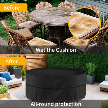 Round Waterproof Garden Furniture Covers Outdoor Patio Circular Table Chair Cover Oxford Cloth Windproof Anti-UV RipProof Apsilon