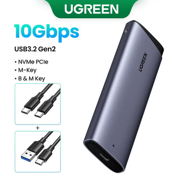UGREEN M2 SSD Case M.2 NVMe SATA SSD Enclosure Adapter 10Gbps USB 3.2 Gen2 USB C External Enclosure Supports M and B&M Keys Apsilon