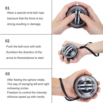 Self-Starting Wrist Gyro Ball Power Trainer Forearm Exerciser - Wrist Strengthening Device for Arm And Finger Muscle Training Apsilon