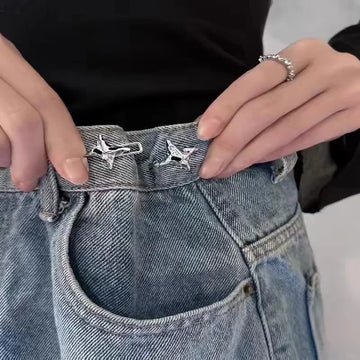 Temperament Four Pointed Star Waist Tightening Tool,Fixed Waist Buckle. Adjustable Waist Buckle, Fashionable Jeans. Apsilon