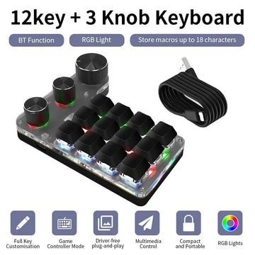 Macro - Toetsenbord - Bluetooth Draadloos - RGB Verlichting - Gaming - Voor Gamers - Hotswap Macropad Apsilon
