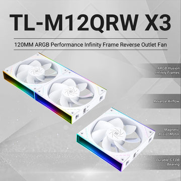 Thermalright TL-M12Q X3 120mm PC Case Cooling Fans, Daisy-Chain | 2000RPM | High Airflow | ARGB | Dual Infinity Mirrors Lighting Apsilon