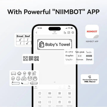 NIIMBOT - Thermische Labelprinter - Draagbaar - Bluetooth - Waterdicht - Voor Kantoor en Thuis - B1 Apsilon