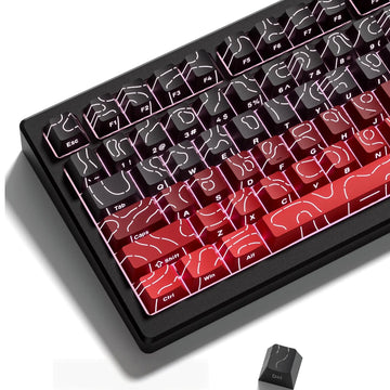 Red Contour Side Printed Shine Through Keycaps Cherry Profile Double Shot PBT Keycap for Gateron MX Switches Mechanical Keyboard Apsilon