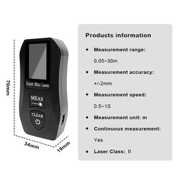 Pracmanu 30M Laser Rangefinder Digital Distance Meter High Precision Mini Laser Rangefinder USB Rechargeale Measurement Tool Apsilon