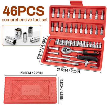 46-piece car repair tool set: a sturdy and durable metal tool set for home use, ideal for mechanics and car enthusiasts Apsilon
