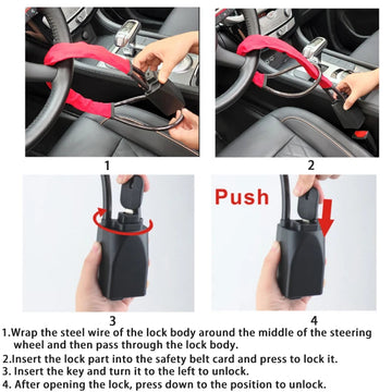 Universeel - Auto Stuurwielslot - Stevig Anti-Diefstal - Met Veiligheidsgordel Blokkering - Voor Truck SUV Van RV - Model Universeel Apsilon