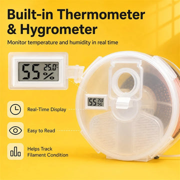 Airtight Wall Hanging 3D Filament Dry Box Humidity Temperature Meter Equipped Smooth Feeding 1KG Filament Drying Storage Holder Apsilon