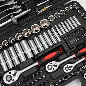 Professional 46pcs Cr-V Steel Socket Set with Ratchet Wrench Storage Bag Durable Sockets Extension Bar for Auto Home Repair Apsilon