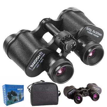 Baigish 8x30 Russian Binoculars Full Metal Structure Glasses Professional Military Waterproof Telescope Leather Bag For Hunting Apsilon