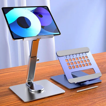 Aluminium Tablethouder 360° Draaibaar Opvouwbaar Verstelbaar Standaard Voor iPad Gebruikers 4-14 Inch Model Apsilon