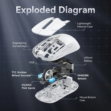 Attack Shark - Muis - PAW3395 Bluetooth Tri-Mode - RGB Touch Magnetische Oplader - Gaming - Voor Gamers - Model X6 Apsilon