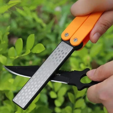 1PCS Portable Folding Pocket Knife Sharpener, Portable Double Sided Diamond Sharpening Stone Outdoor Sharpening Whetstone Apsilon
