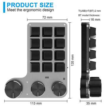 Macro - Toetsenbord - Bluetooth Draadloos - RGB Verlichting - Gaming - Voor Gamers - Hotswap Macropad Apsilon