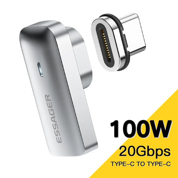 Essager PD 100W Magnetic USB C OTG Adapter Fast Charging Type C Magnet Connector 20Gbp Data Sync 4K@60Hz For Macbook Laptop Apsilon