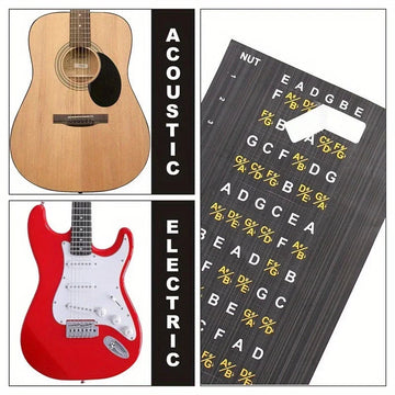 Gitaar - Fretboard Stickers - Leren Noten - Gelamineerd Vinyl - Notenkaart - Voor Beginnende Gitaristen - Standard Model Apsilon