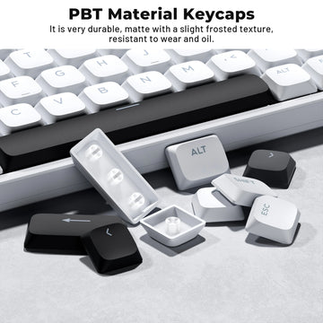 XVX BOW Shine Through Low Profile Keycaps Skyline R2 Double-Shot PBT Key Cap Compatible ASIN US Black/White 127 Keys Apsilon