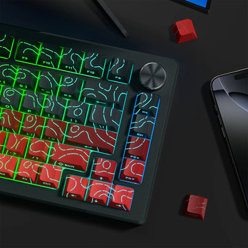 Red Contour Side Printed Shine Through Keycaps Cherry Profile Double Shot PBT Keycap for Gateron MX Switches Mechanical Keyboard Apsilon