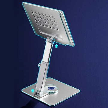 Aluminium Tablethouder 360° Draaibaar Opvouwbaar Verstelbaar Standaard Voor iPad Gebruikers 4-14 Inch Model Apsilon