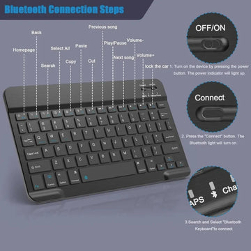 Bluetooth Serie Toetsenbord - Draadloos - Multi-Platform - Compact - Voor iPad Gebruikers - Model 7/10 Inch Apsilon