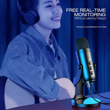 Haomuren - USB Microfoon - Condenser - Real-time Geluid - Noise Annulering - Opname - Voor Gamers en Podcasters - Model 2023 Apsilon