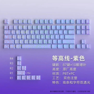 Red Contour Side Printed Shine Through Keycaps Cherry Profile Double Shot PBT Keycap for Gateron MX Switches Mechanical Keyboard Apsilon