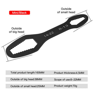 Universeel Torx-sleutel - Zelf-aanrekkend - Verstelbaar - Dubbelkoppig - Industrieel - Voor Monteurs - 8-22mm Apsilon