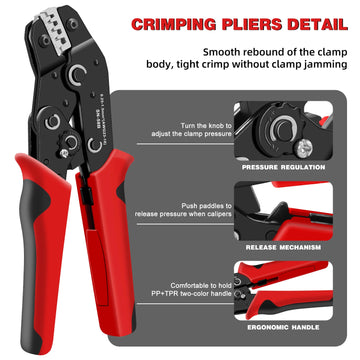 Crimping Tool Set For Dupont JST MOLEX Terminals,No/Pre Insulated Ferrules,Butt Connectors,Solar & Coax Connectors,SN-58B 6 Jaw Apsilon