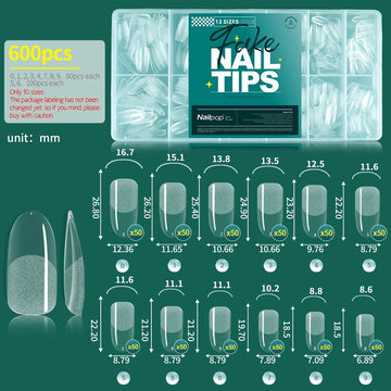 Nailpop - Zachte Gel Nageltips - 600 Stuks - Volledige Dekking - Meerdere Vormen - Nagelaccessoires - Voor Nagelenthousiastelingen - Model 600PCS Apsilon