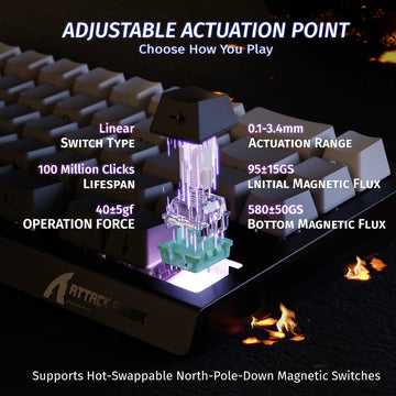 Attack Shark X68 HE - Magnetisch Toetsenbord - 8KHz Rapid Trigger - 0.01mm Nauwkeurigheid - Gaming - Voor Gamers - Model X68 HE Apsilon