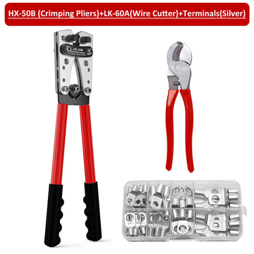 Heavy-Duty Battery Cable Crimping Tool Kit, 8-1/0 AWG Range, Wire Crimp Connector Assortment Car Auto Copper Ring Terminal Apsilon