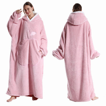 Winter Dikke Sherpa Hoodie Dekbed met Mouwen Oversized Super Zacht Warme Pluche voor Volwassenen Vrouwen en Mannen Model 140cm Apsilon