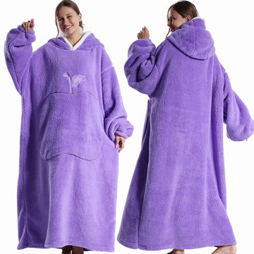 Winter Dikke Sherpa Hoodie Dekbed met Mouwen Oversized Super Zacht Warme Pluche voor Volwassenen Vrouwen en Mannen Model 140cm Apsilon