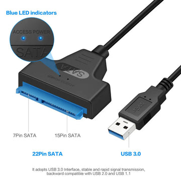 USB-SATA Serie - USB naar SATA Kabel - Tot 6 Gbps - Voor 2.5 Inch HDD SSD - Adapter - Voor Gebruikers - SATA III 22 Pin Apsilon