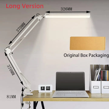 LED Desk Lamp Long Arm Foldable Clamp Adjustable Eye Caring Light with 3 Color Modes Dimmable for Reading Study and Office Work Apsilon