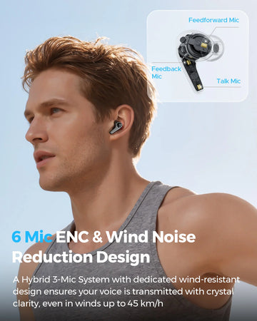 SOUNDPEATS C30 Wireless Earphones -52dB Hybrid ANC Bluetooth 6.0 Headphones Hi-Res LDAC Audio, 6 Mics ENC, Fast Charge, IP54 Apsilon
