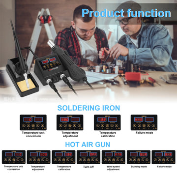 8898 2 in 1 Soldering Station Digital Display Hot Air Gun Welding Rework For Cell-Phone BGA SMD PCB IC Repair Solder Iron Tools Apsilon