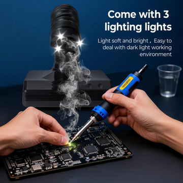 60W Soldering Iron Fume Extractor with LED Light ESD Carbon Filter Sponge Smoking Instrument for Electronic Component Repair Apsilon